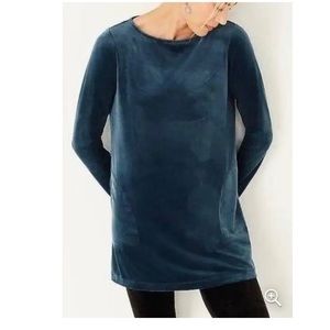 COPY - NWT Pure Jill Velour Steel Blue Boat Neck Tunic Top XL
